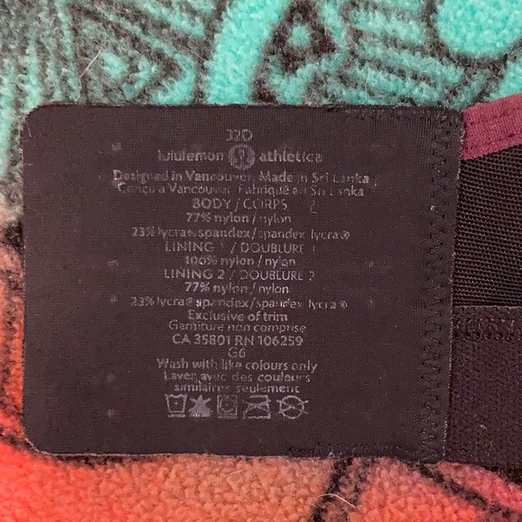 Lululemon Sports Bra Purple 32D black mesh no pads - Picture 5 of 6